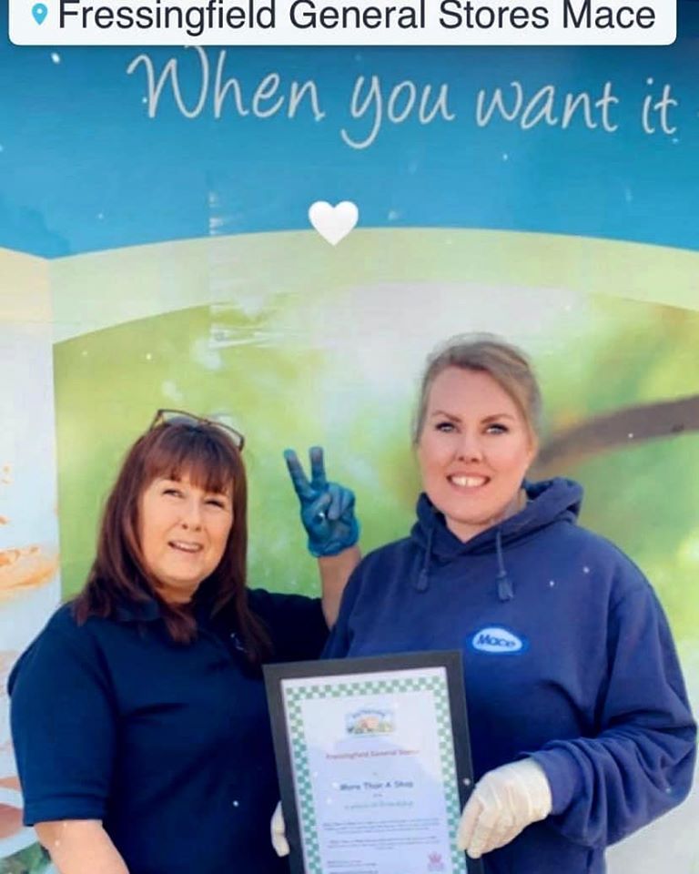 photo of Fressingfield Stores receiving their More Than A Shop certificate