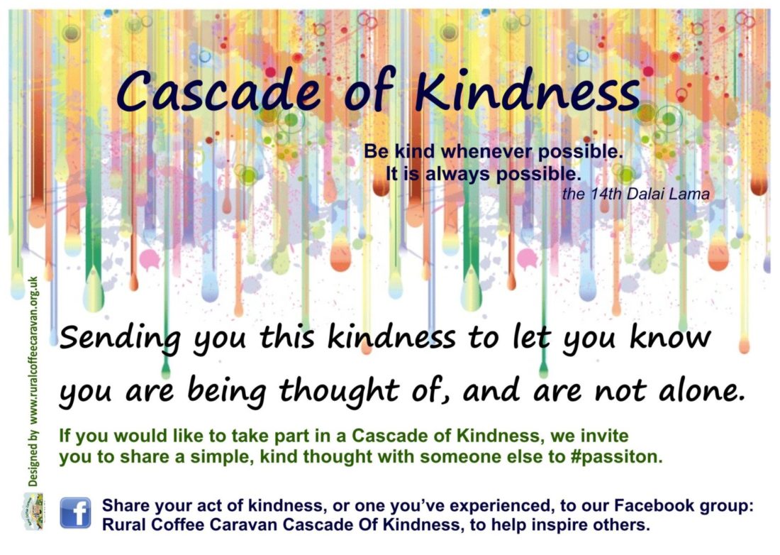 image of Rural Coffee Caravan Cascade of Kindness printout to accompany and act of kindness to encourage people to pass it on