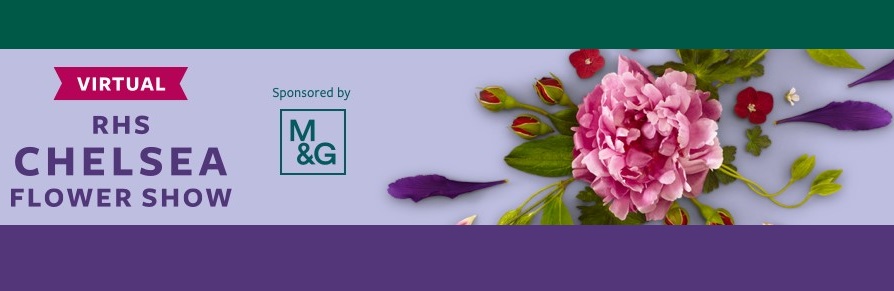 website banner promoting RHS Virtual Chelsea Flower Show