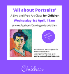 poster to advertise Samantha Barnes free online art classes