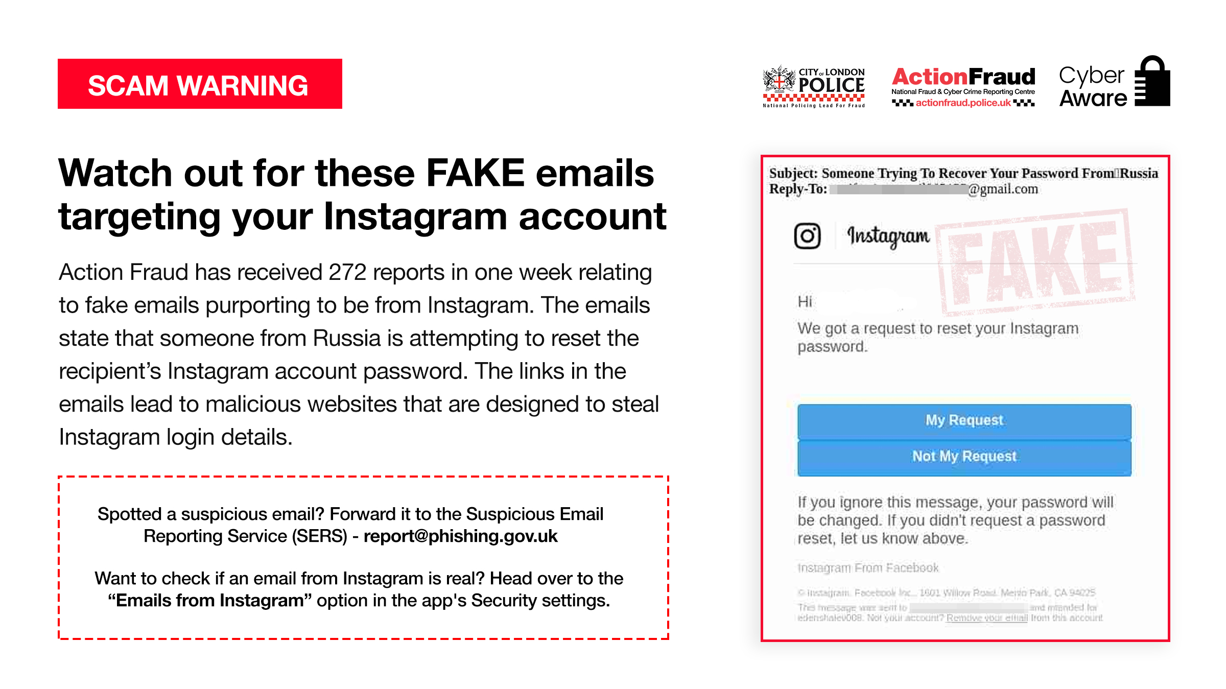 Action Fraud Fake Instagram Scam 