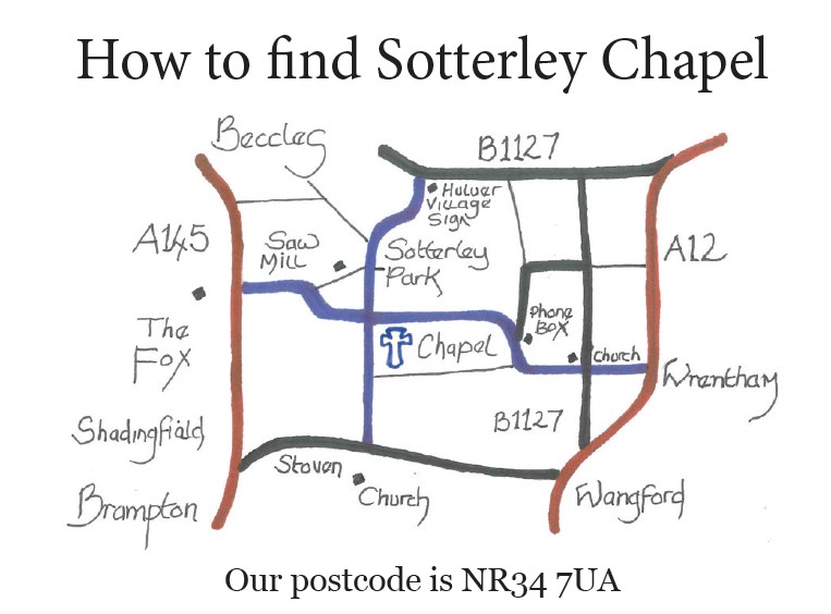 map of how to find Sotterley Chapel