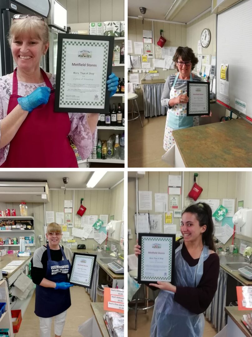 photos of the team at Metfield Stores receiving their More Than A Shop certificate