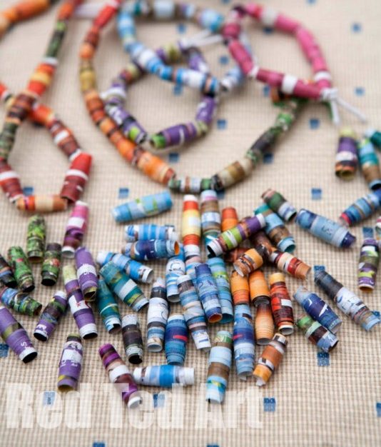 photo of magazine beads from Red Ted Art