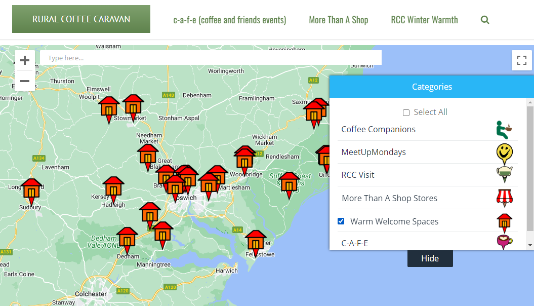 Screen grab showing map category examples
