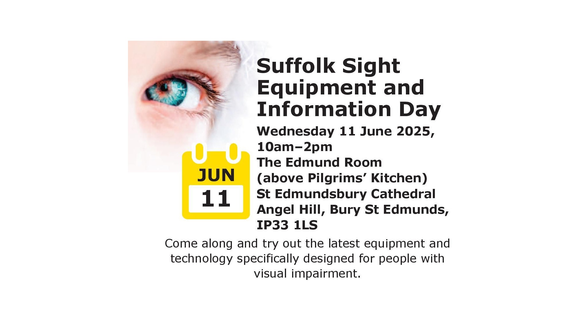 Cropped banner image from poster promoting Suffolk Sight Equipment and Information Event