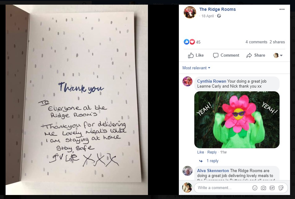 The Ridge Rooms, Lincolnshire, Thank You card
