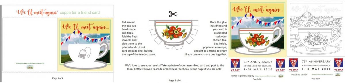 Rural Coffee caravan We'll Meet Again card and poster pack pages laid out