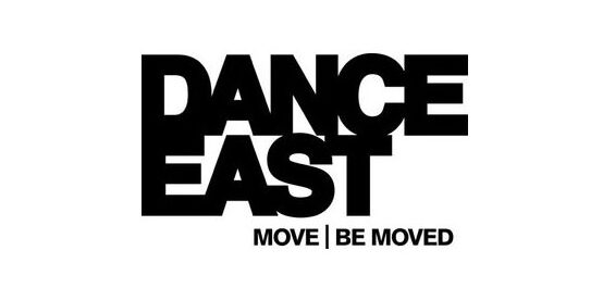 Dance East logo. Move. Be moved.