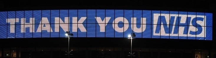 Image of Electronic sign saying thank you to the NHS